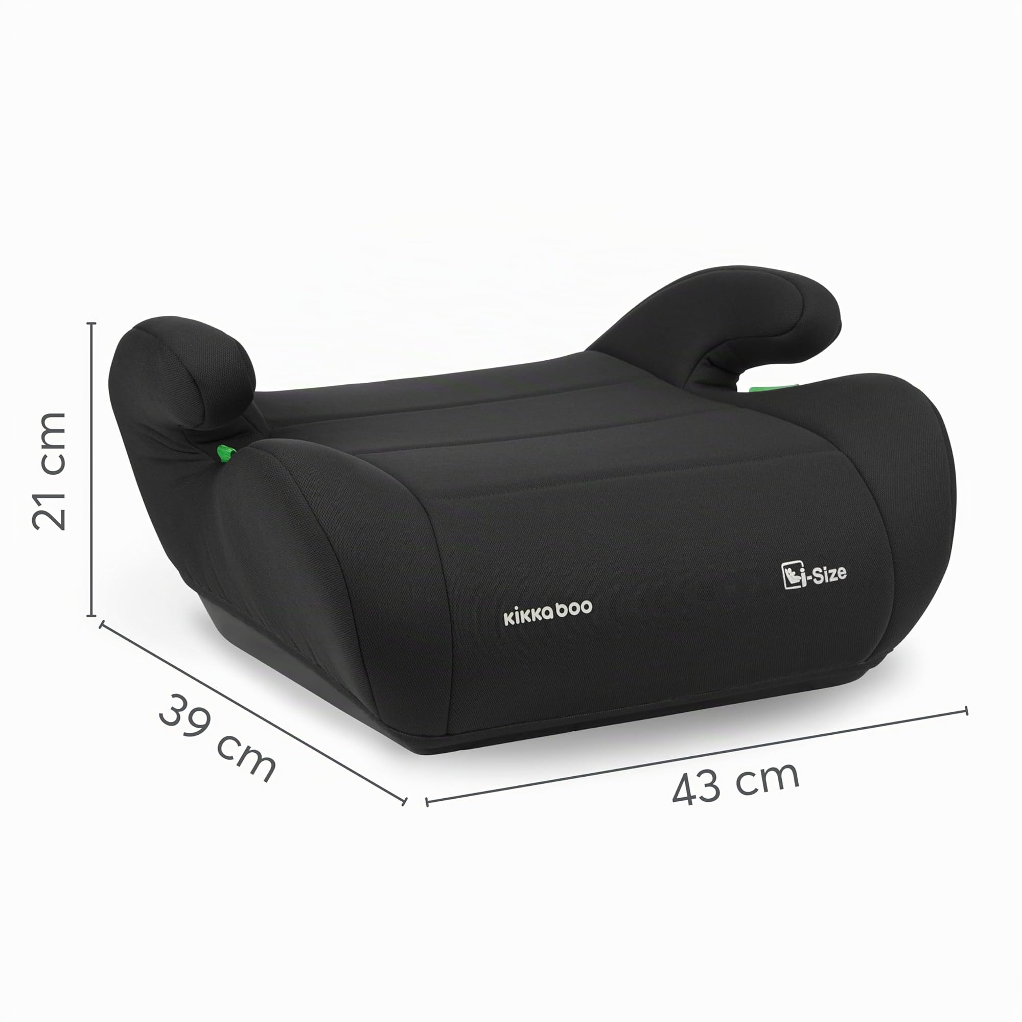 KikkaBoo i-UP Rialzo auto per bambini, i-Size, 125-150 cm, Seggiolino auto Gruppo 3, da 7 a 12 anni, da 22 a 36 kg, Rialzo auto, Facile installazione con cintura, Nero