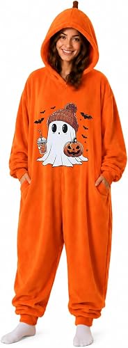 Vividcrate Womens Pumpkin Costume Hooded Zipper Design Halloween Costumes All-Da