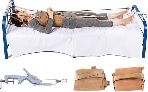 NICHOY Home Use Cervical Spine Extension Stretcher Device,Portable Back Lumbar Traction Device for Bed,Improveing Spine Posture Corrector,Easy to CarryXL-XL