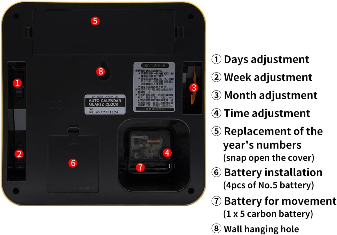 Retro Modern 9.45 Inches Calendar Day Date Flip Desk Wall Clock (Wood Grain)(No Battery Included)