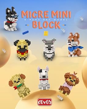 dOvOb Micro Mini Blocks 8 in 1 Dogs Set, 1616 Pieces Bricks, 3D Puzzle Collection Animal Model Toys as Gift for Adult or Kids