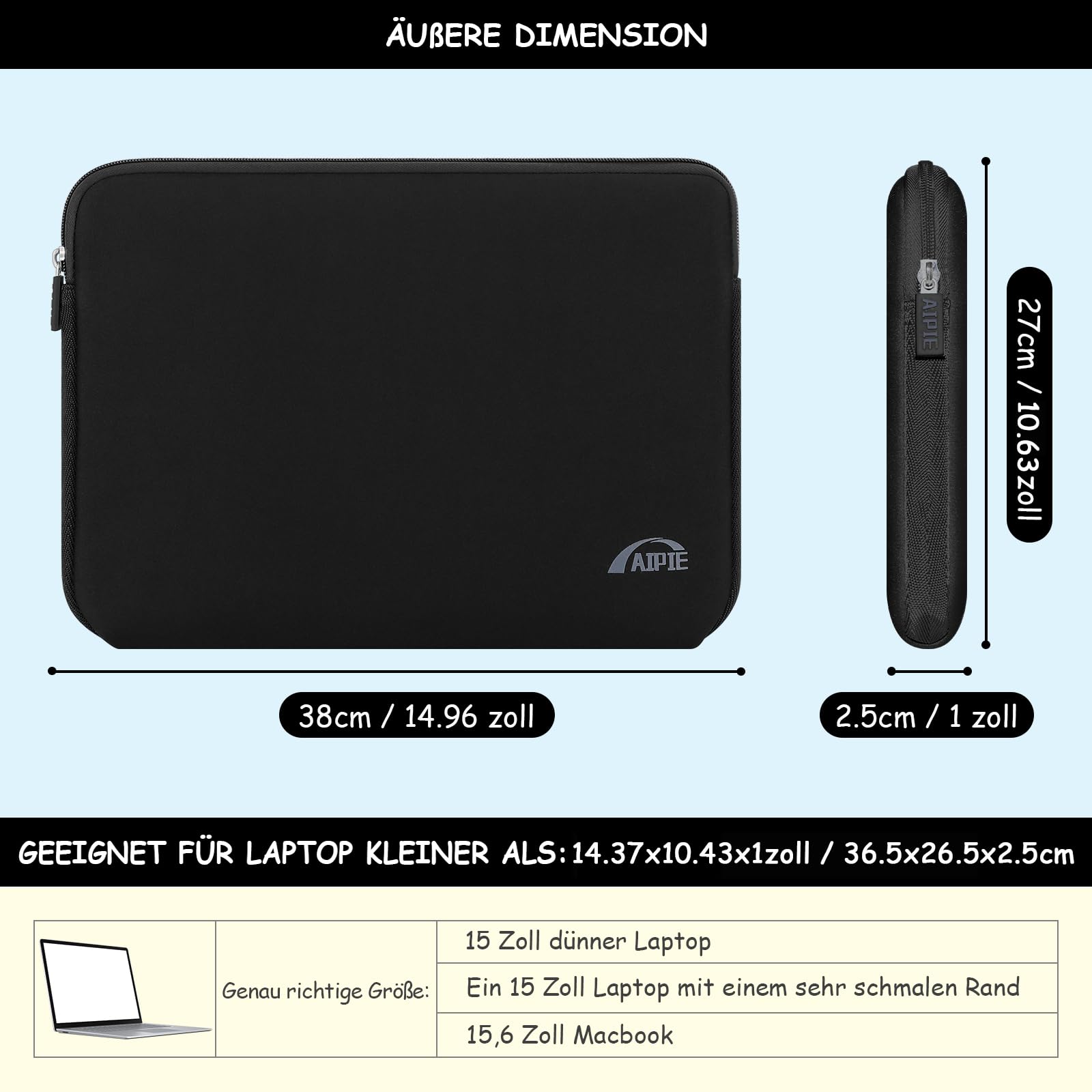 AIPIE Tas Voor 15 15,6 16 inch Laptop Hoes Sleeve Laptoptelefoons Bump Absorb Aktetas Draagtas Compatibel met MacBook, Acer, Asus, Dell, Lenovo, Microsoft, HP Chromebook Duurzame Laptophoes AIPIE Tas Voor 15 15,6 16 inch Laptop Hoes Sleeve Laptoptelefoons Bump Absorb Aktetas Draagtas Compatibel met MacBook, Acer, Asus, Dell, Lenovo, Microsoft, HP Chromebook Duurzame Laptophoes