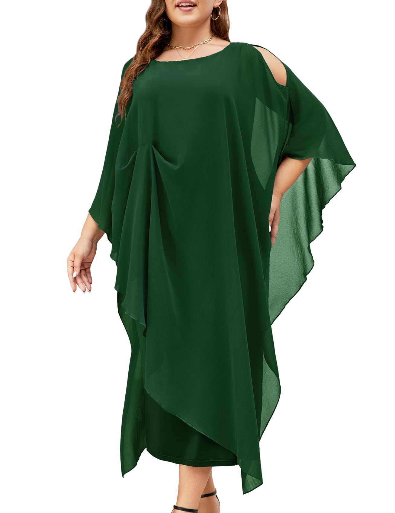 ZOMVA Plus Size Summer Dress - Tie Front, Sweetheart Neck, Puff Sleeve, A-Line Midi, Floral Print, XX-Large Plus