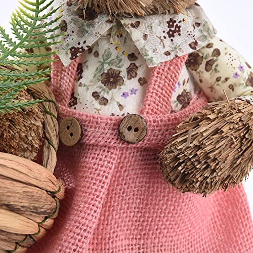 NOBONU 2 peças de coelho de páscoa de palha, coelhinho de páscoa em pé, estátua de coelho de páscoa