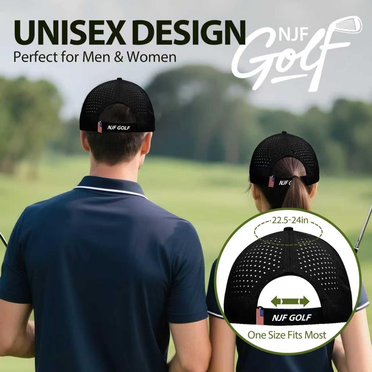 NJF Golf™ Hat Men - Breathable Mens Golf Hats, Adjustable Rope Snapback Cap, Convenient Cap with Tee Holder - Image 5