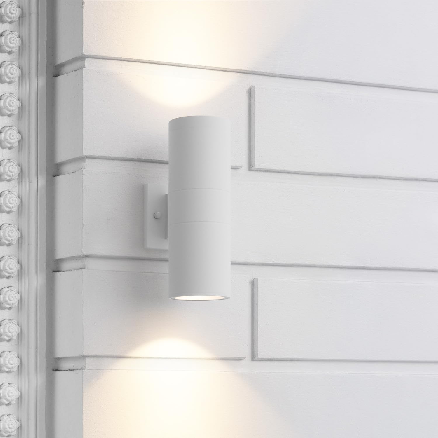 mirrea 12" Modern Outdoor Porch Light in 2 Lights, 2 Pack, Matte White image 3