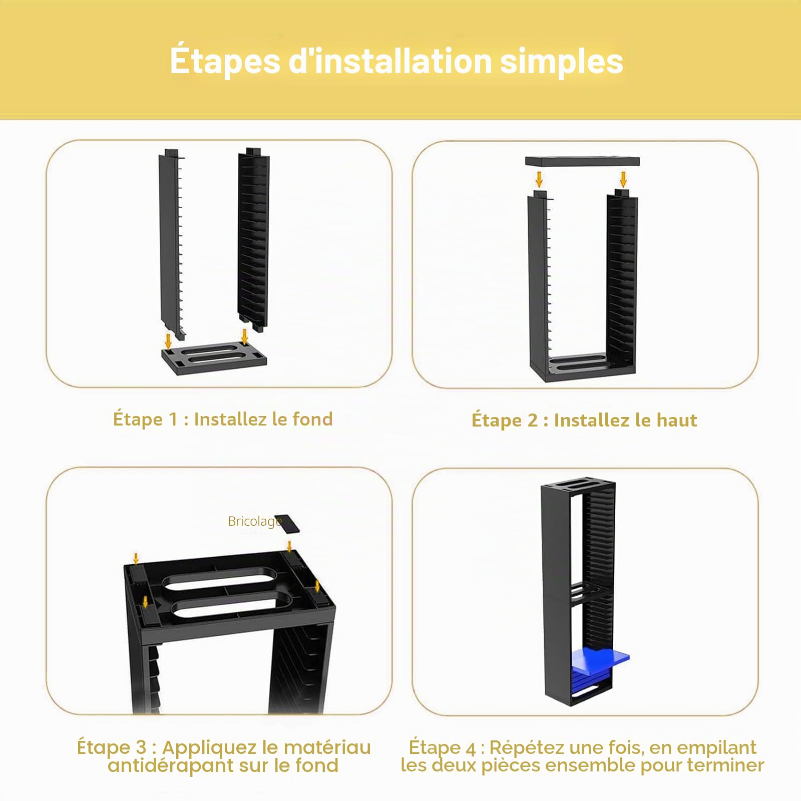 Support Rangement Jeux PS5 & PS4,Tour Organisateur 36 Disques | support universel jeux,Compatible Slim/Pro, Vertical & Horizontal, Accessoire Console Gaming Noir