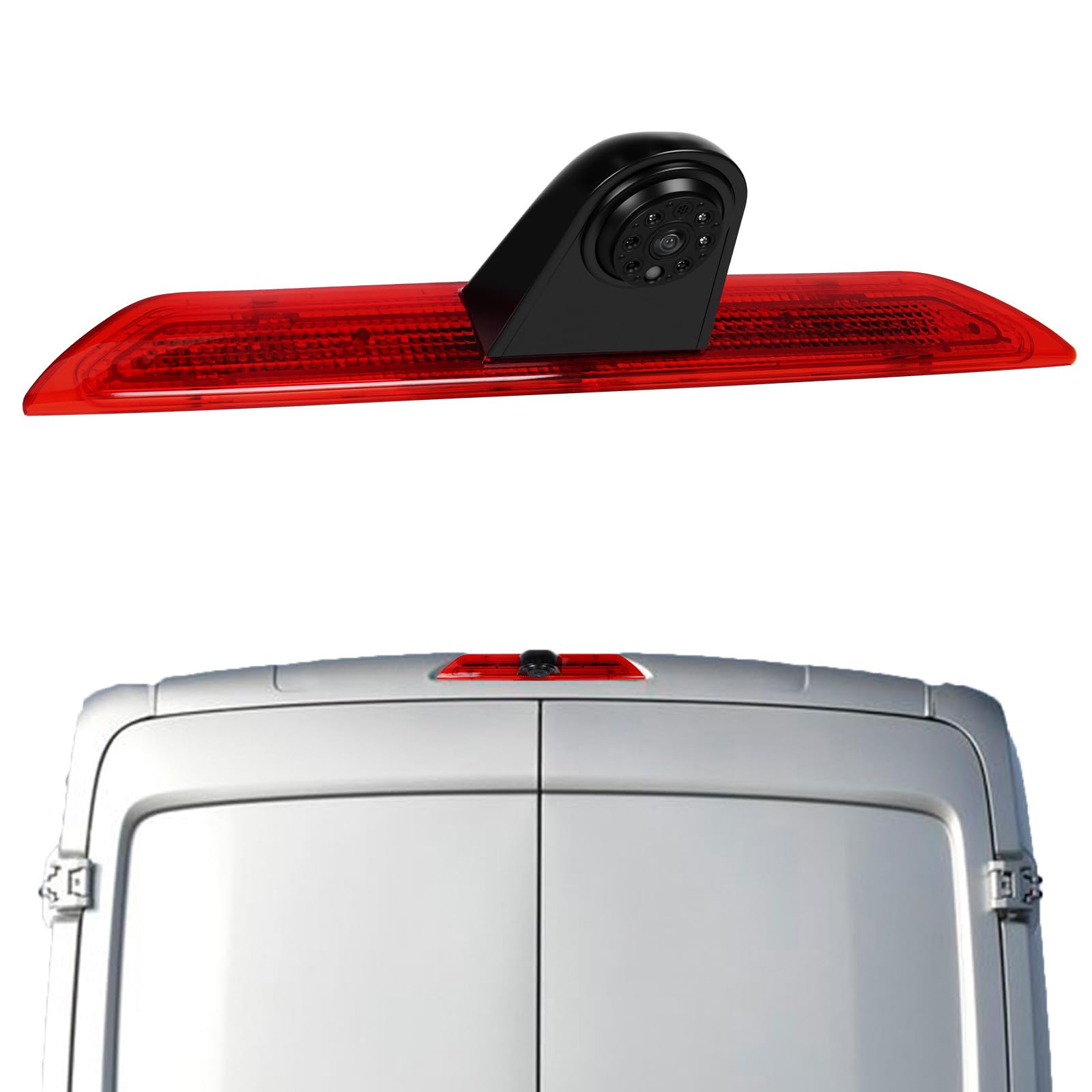 SIXWIN Cámara Marcha Atrás para Ford Transit 2014-2018, Específica Luz de Freno, 140° Gran Angular, IP67 Impermeable, Visión Nocturna, Conexión por Cable, Kit Completo de Instalación