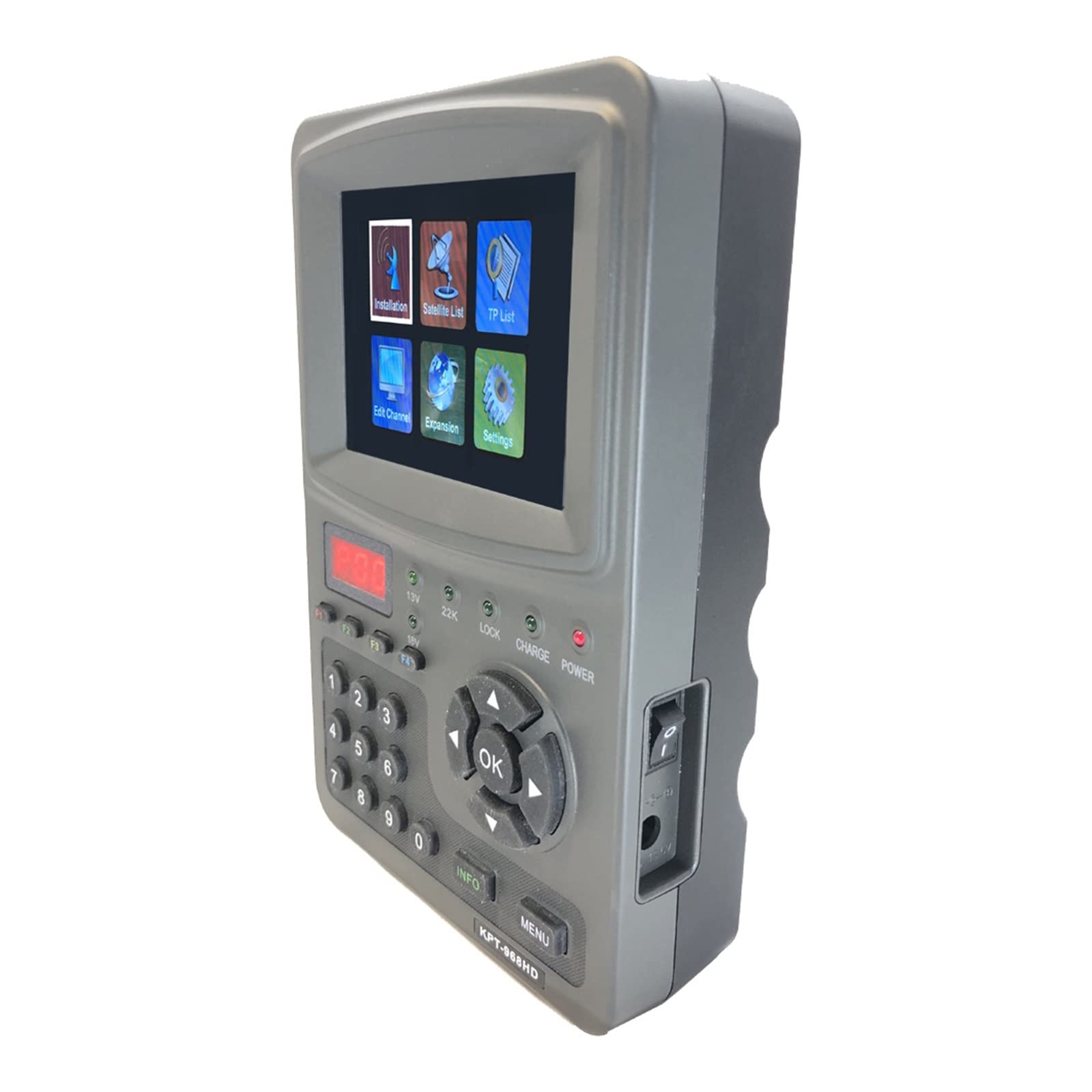 Medidor de Intensidad de señal de TV, KPT-968HD DVB-S2 Buscador de satélite Full HD Digital Satellite TV Receptor Finder Meter MPEG-4 HD DVB-S2 + HEVC H2.65 4K Finder AVS +,Buscador de satélites