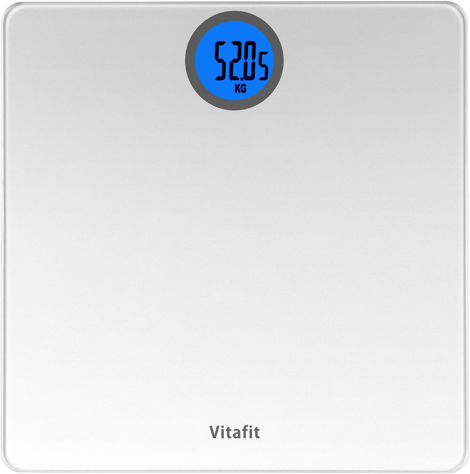 Vitafit Bathroom Scales for Body Weight, High Precision Assured by Weighing Scales Professional Factory SINCE 2001, LCD Display and Step-On, 2*AAA Batteries Included, 28st, Silver