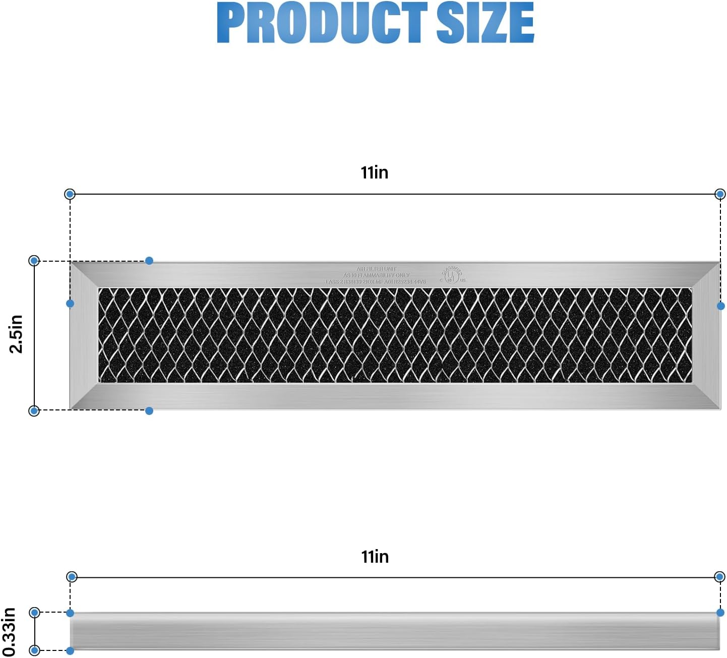 4Pcs Microwave Charcoal Filter Replacement for GE JX81D WB02X10943, Microwave Filter Replacement 11" x 2.5" Air Carbon Filter