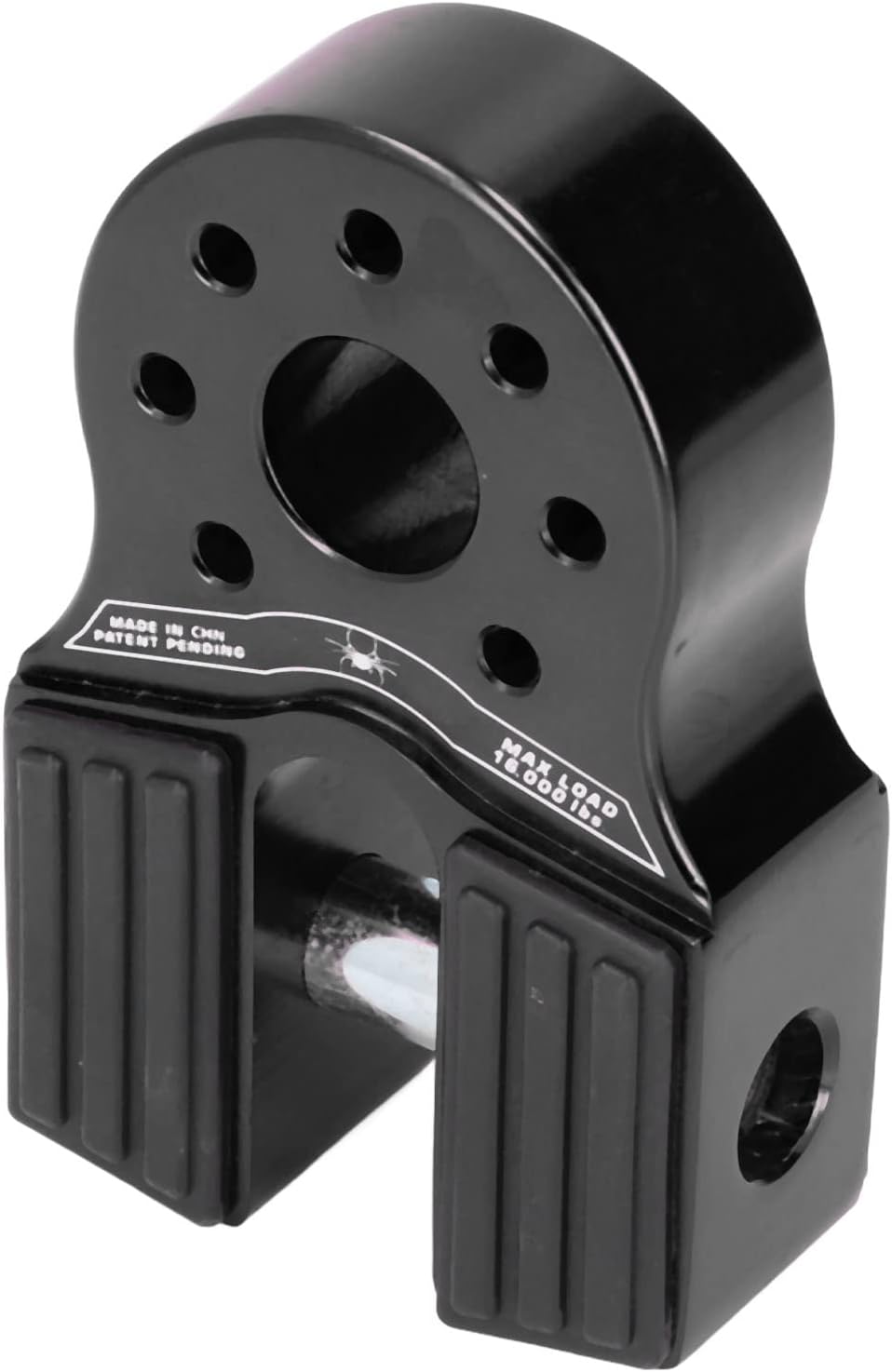 Winch Hook, Flat Winch Shackle Mount 16000lb Loading with Rubber Side Guard Aluminium Alloy Universal for UTV SUV Pickup(Black)