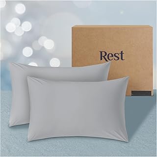 REST® Evercool®+ Cooling Pillowcases King - 2 Pillowcases for Sensitive Skin, Silver Infused Fabric for Hygienic Sleep, Silky Smooth for Curly Hair, High Elastic for Snug Fit (19x35 inches)