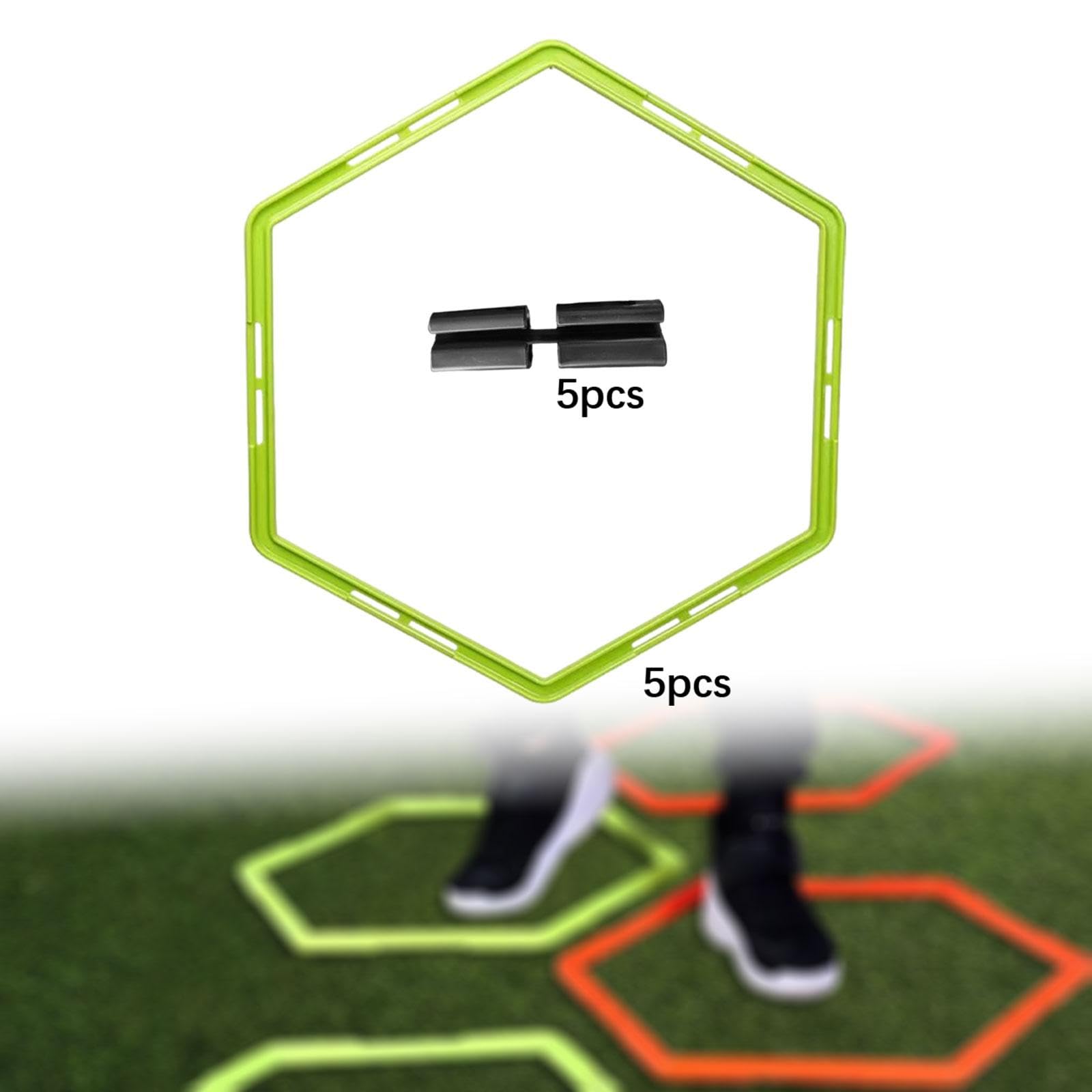 Menolana 5X Hex Agility Rings Portable Exercise Devices Speed Agility Training Rings Outdoor Exercise Rings 19.69inch for Hockey Rugby, Green