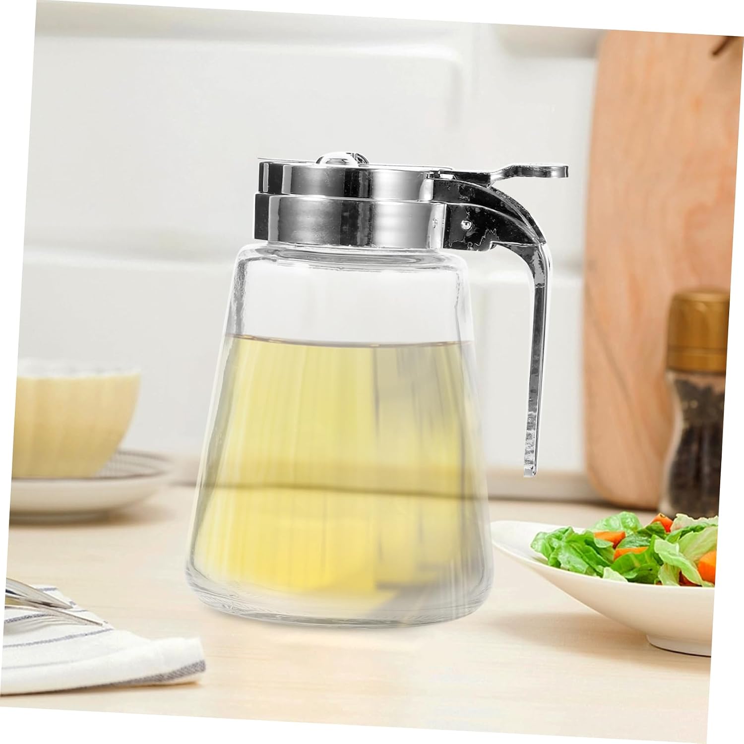 KICHOUSE Glass Dispenser Pot 2pcs Sugar Syrup Dispenser Leakproof for Home and Bar