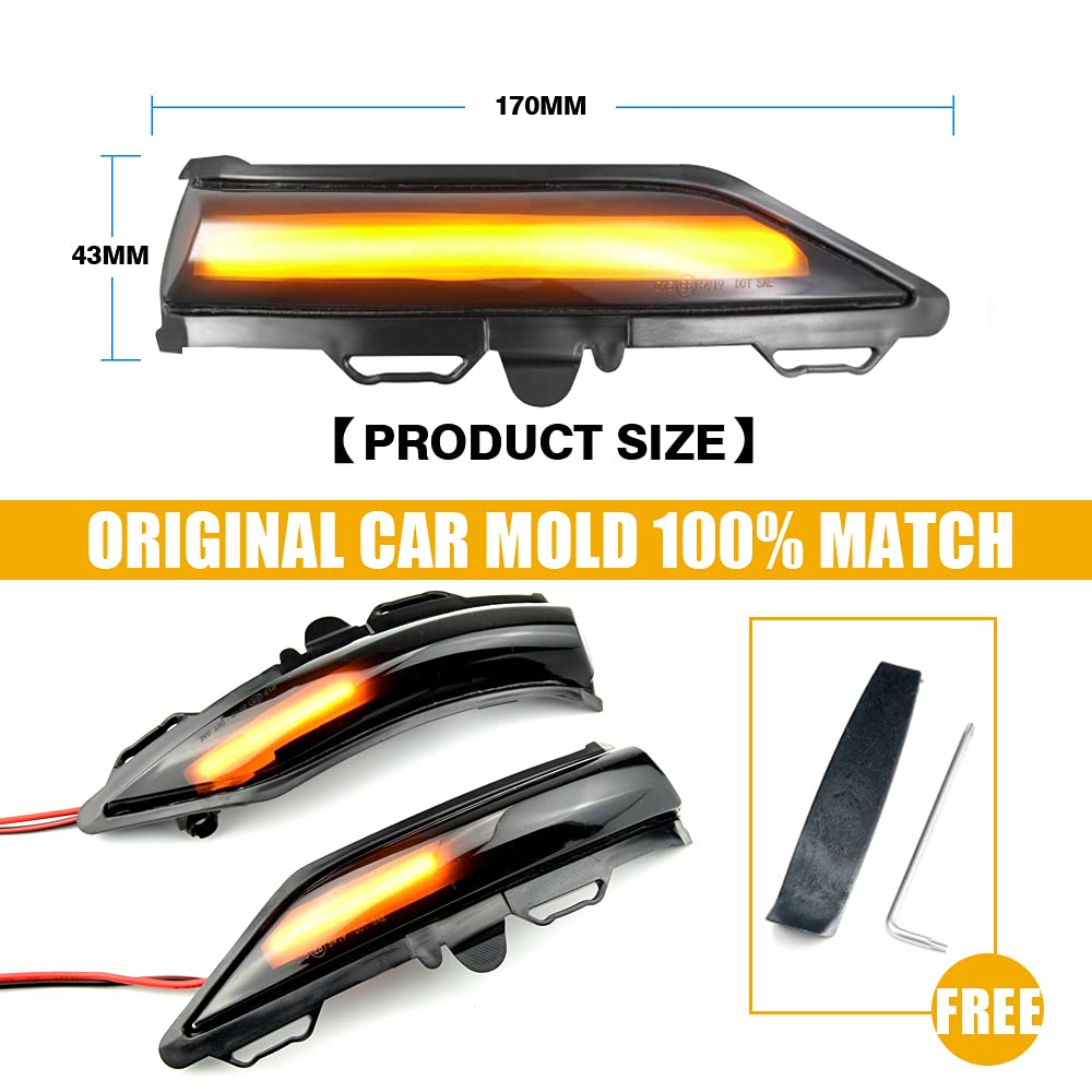2 pezzi indicatori di direzione a LED per specchietto laterale compatibile con F-ord Fie-sta MK8 2019, compatibile con Fie-sta ST Line MK8 2018 2019 2020, compatibile con Pu-ma MK2-Giallo