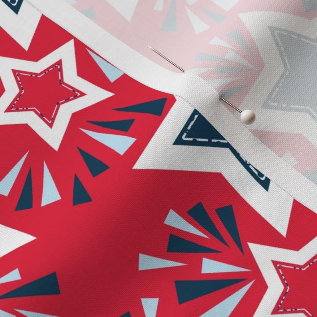 Spoonflower Fabric - Stars Fireworks 4Th of July Red White Blue Print Independence Day Printed on Petal Signature Cotton Fabric by The Yard - Sewing Quilting Apparel Crafts Decor