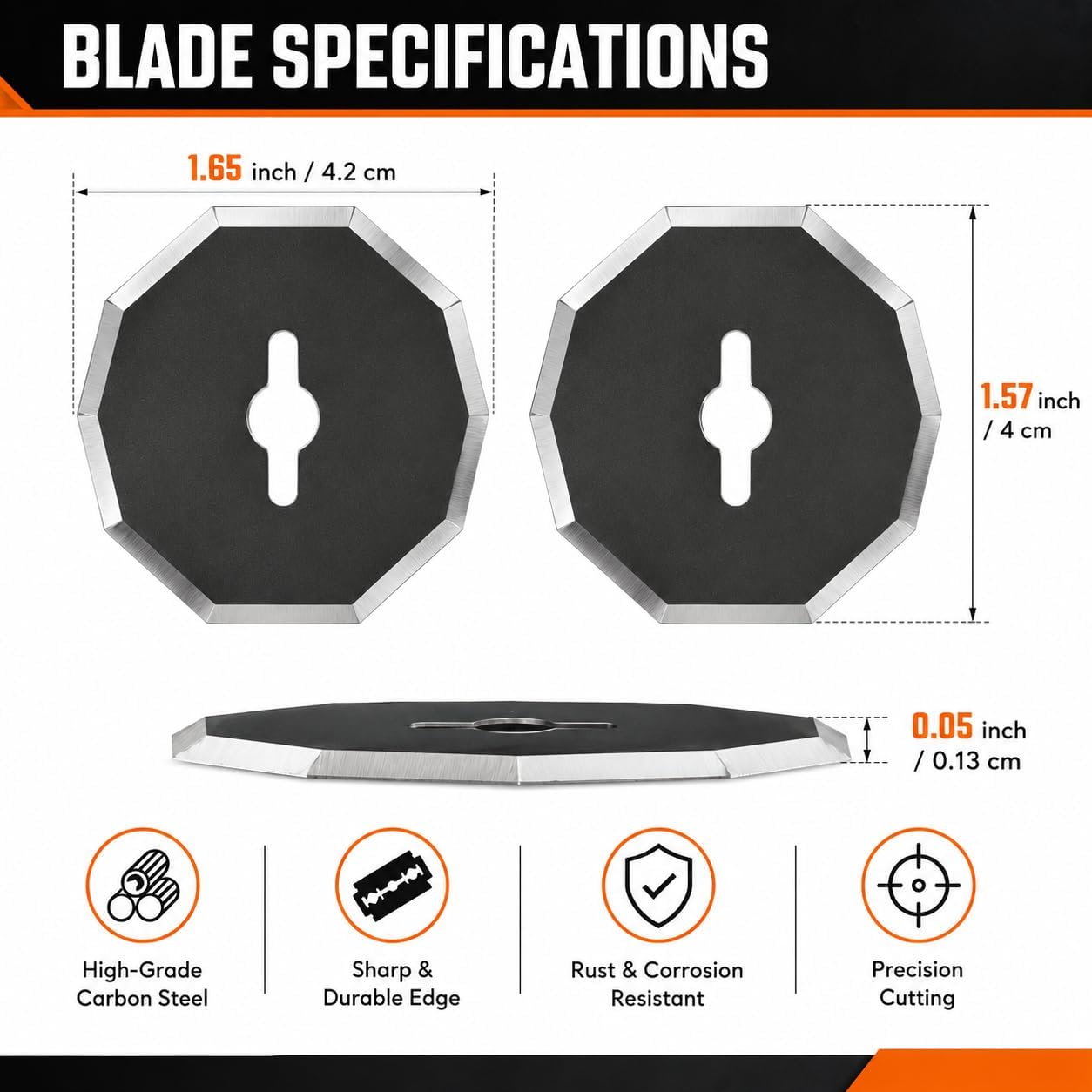 6PCS Replacement Blades for Worx ZipSnip Cordless Electric Scissors | Sharp Carbon Steel Cutting Blade, Compatible with WA2300, RC2600K, RC2601, RC2602, Compatible with WX080L, WX081L