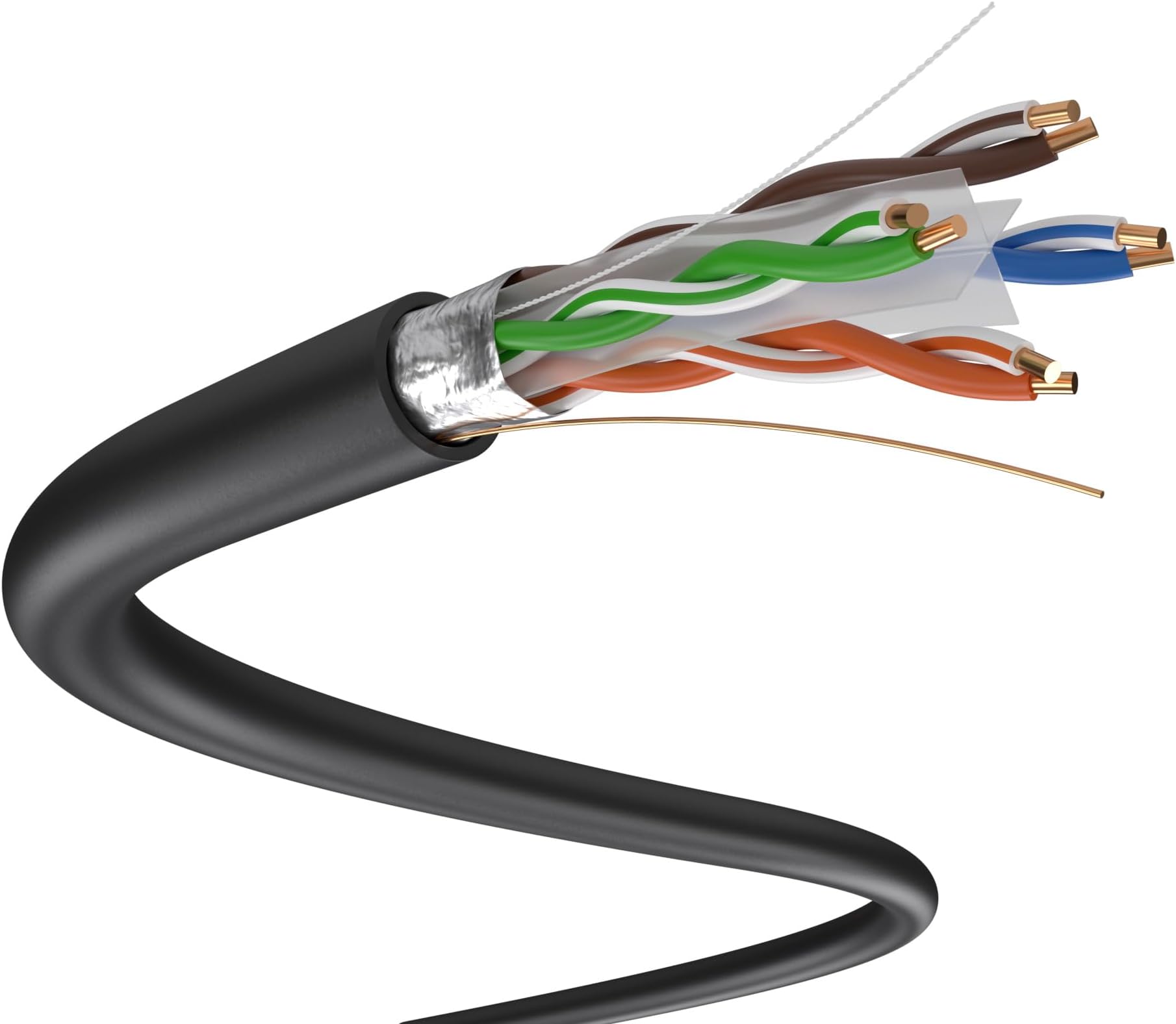 Dripstone 1000ft CAT6 F/UTP Outdoor Direct Burial 550Mhz Solid Cable 23AWG Waterproof Wire HDPE Insulated Polyethylene (PE) for Indoor/Outdoor (Black)