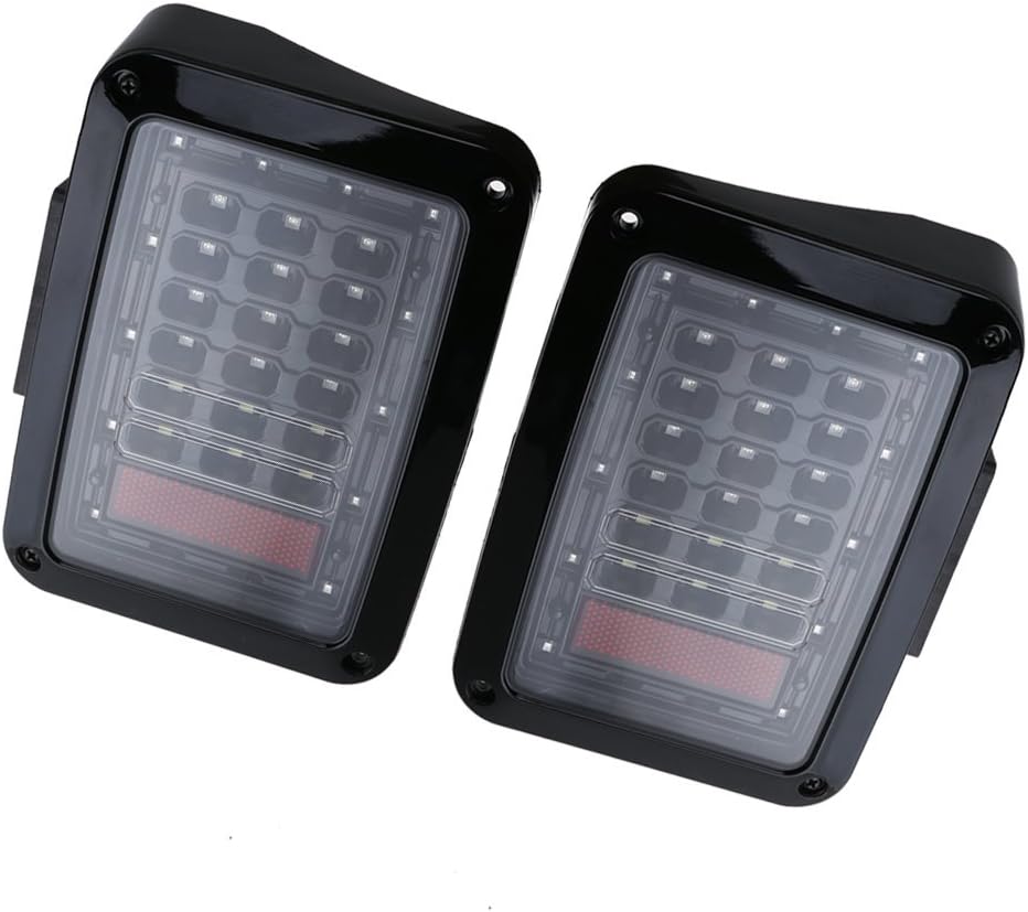 LED Tail Lights for 2007-2015 Jeep Wrangler Tail Light Brake Reverse Turn Singal Lamp Back Up Rear Parking Stop Light Daytime Running Bulb DRL