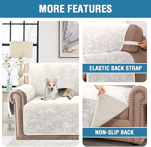 Miniatura 10 de H.VERSAILTEX Funda 100% impermeable para sofá, funda de sofá modular derecha, protector de muebles de terciopelo para perros de hasta 52 pulgadas de