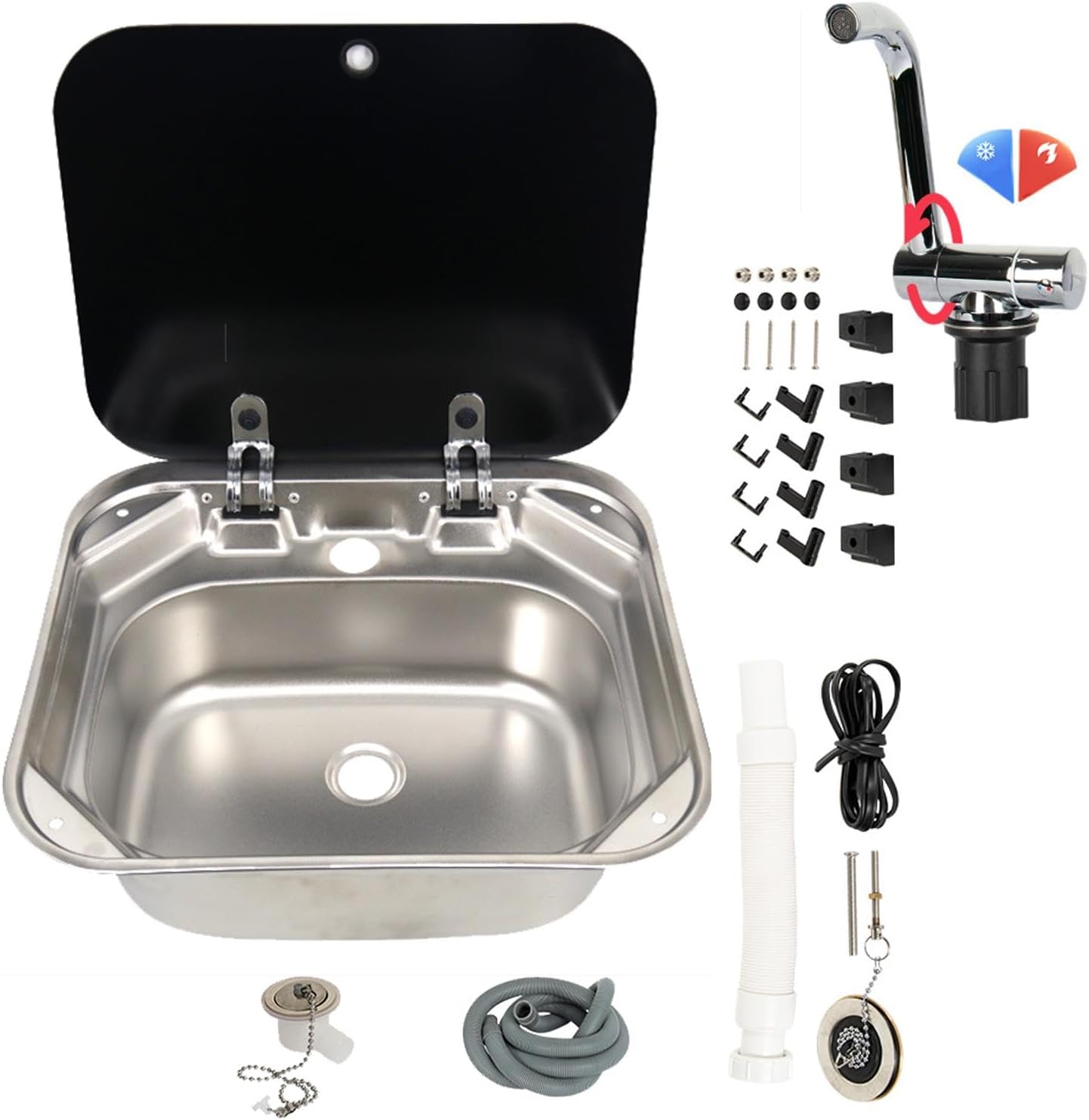 Foldable Stainless Steel Sink Replacement for Caravan Durable Kitchen Sink for Camper Van RV Bar Practical Cooking Accessory for Outdoor Adventures