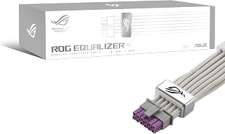 ASUS ROG Equalizer White Edition 12V-2x6 PCIe Cable (ATX 3.1 & PCIe 5.1, Load Balance PSU-to-ROG Equalizer Power, Reduction of Current Variation, Enhanced Graphics Card Protection), 3 Year Warranty