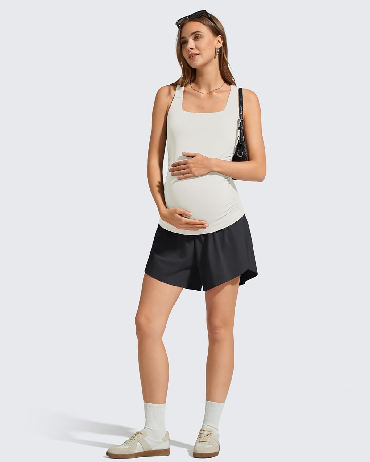 G4Free Chillwhisp Maternity Flowy Shorts for Women Pregnancy Skort with Pocket Built-in Brief Liner - Image 7