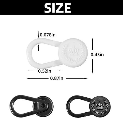 Miniatura 5 de 20 PCS Shirt Collar Extenders for Mens Shirts Elastic Button Extender for Pants Dress Trouser,Black &White