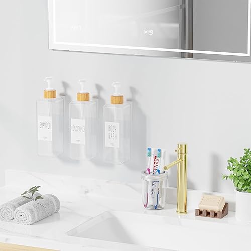 Miniatura 2 de VITVITI Dispensador de champú y acondicionador, dispensador de jabón de ducha recargable de 17 onzas montado en la pared, botellas de ducha de