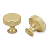 POVEFONK 10 Pack Brushed Brass Kitchen Cabinet Knobs Knurled Cabinet Knobs Gold Drawer Knobs Kitchen Cabinet Hardware Handles