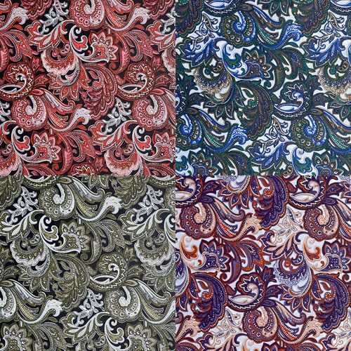 Image of 8 inch 50pcs Cotton Fabric Squares for Sewing Quilting SuppliesDark Paisley | Good quality fat quarters fabric bundles 100% cotton beautiful patterns fabric squares perfect for quilting projects