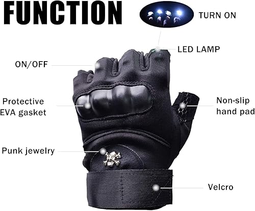 Miniatura 7 de Guantes de linterna LED, guantes iluminados de medio dedo, regalos para hombres y mujeres, guantes de linterna con 8 luces LED, regalos geniales de