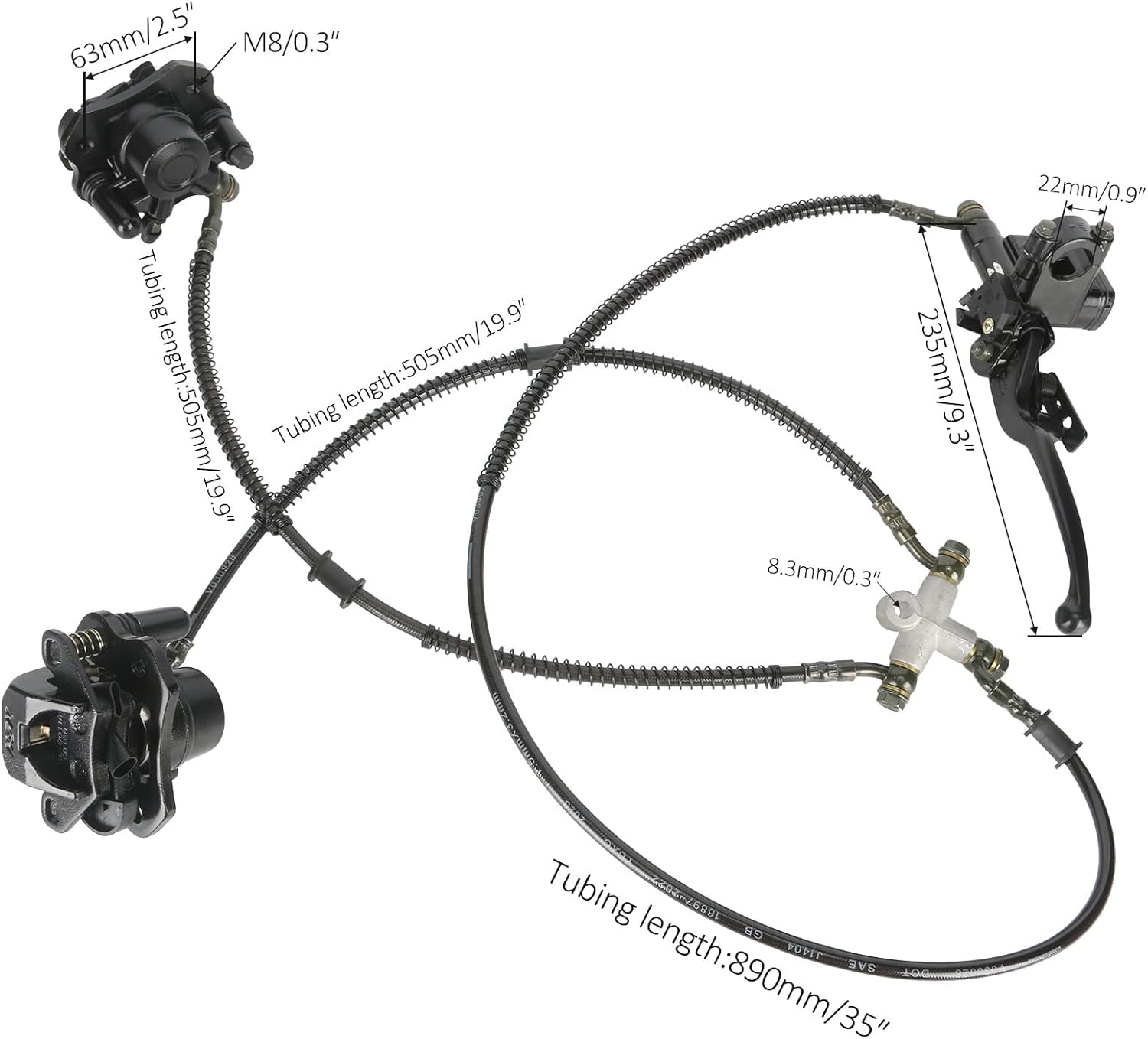 ATV 3 Stud Front Wheel Hub Front Brake Disc Rotor Steering Knuckle Spindle Brake Caliper Kit for 50cc 70cc 90cc 110cc 125cc Go Kart Quad Dirt Bike ATV Buggy 4 Wheelers Mini Bike 6" 7" Wheels