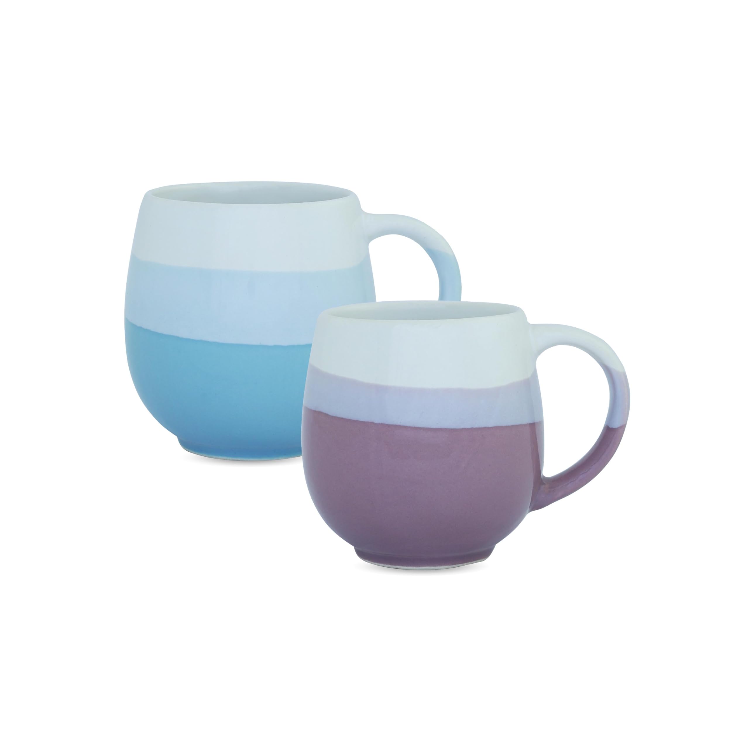 Large Ceramic Coffee Mugs Set of 2 (450 ML Each) | Milk Mug | Microwave & Dishwasher Safe | Coffee Cups | Ideal for Home, Office & Gift (Purple - Sea Green)
