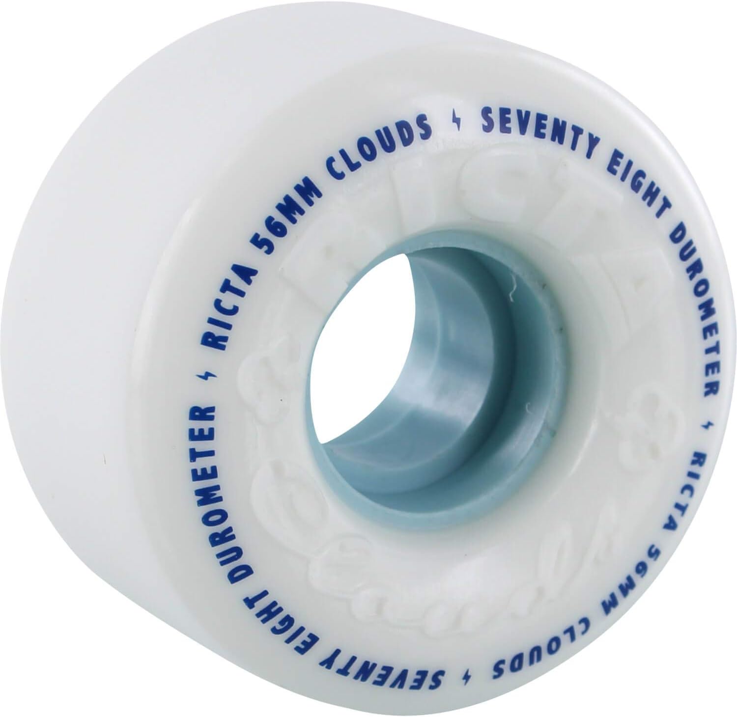 Ricta 56mm Wheels Clouds White/Blue Skateboard Wheels with Bones Bearings - 8mm Bones Reds Precision Skateboard Bearings - Bundle of 2 Items