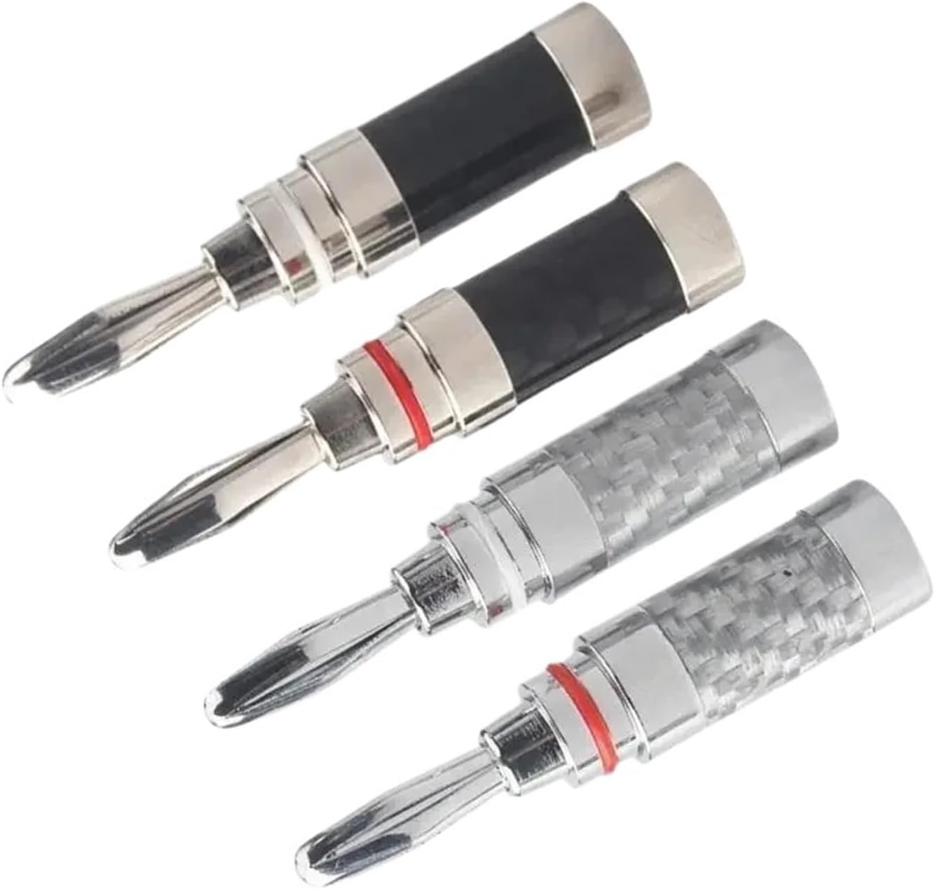 Banana Connector Electronics Bananas Conector Audio Jack Rhodium Plated Carbon Fiber Screw Press Speaker Terminal(50pcs,Black)