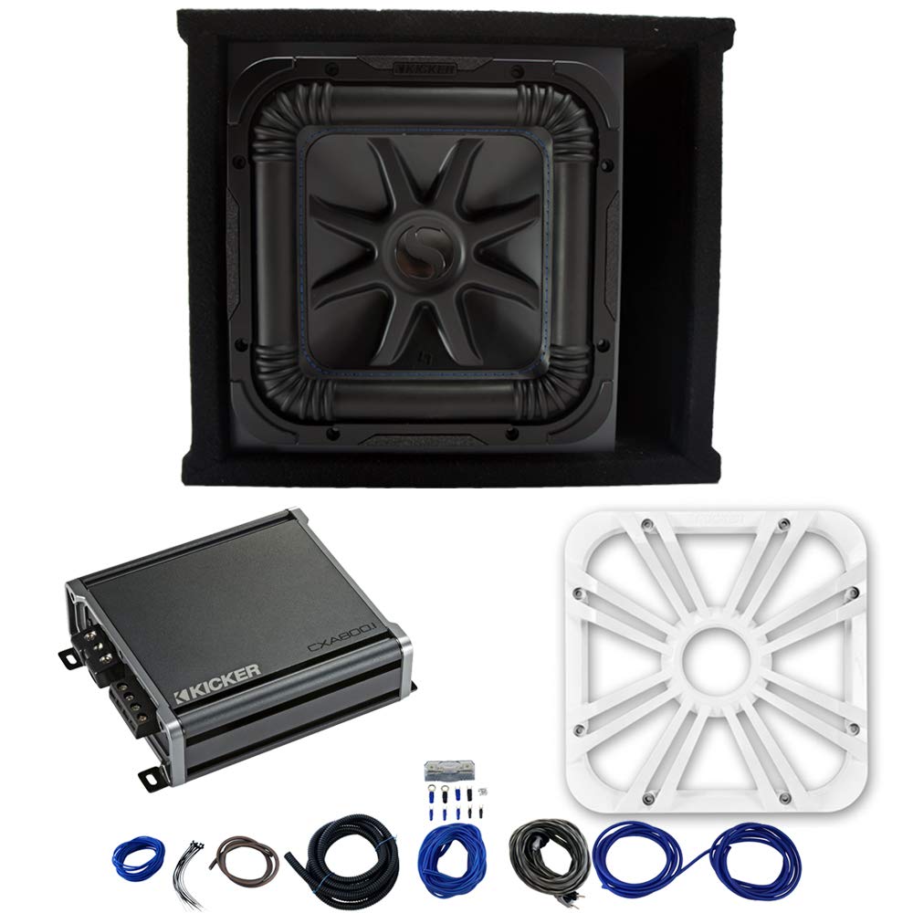KICKER L7S12 Sub Ported Box with 46CXA8001 Amp, White LED Grill & Install Kit