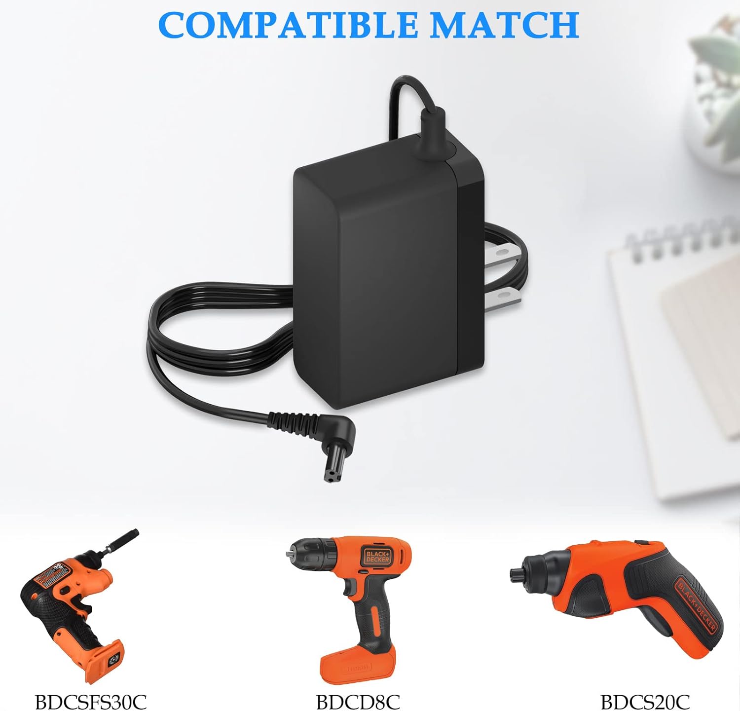 MULTIM 15V 90627870-01 Hand Drill Power Charger Supply Compatible with Black and Decker BDCSFS30C-CA BDCD8C BDCS20C BDCS50C BDCSFS30C Replacement Power Adapter Cord