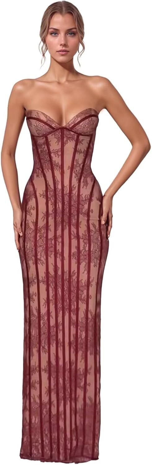 Laces Strapless Prom Dresses for Women Wedding Guest Dress Corset Formal Evening Cocktail Party Gowns