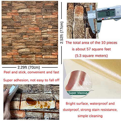 Yutianli 7Mm Thick Anti-Collision Self Adhesive 3D Wall Panels Peel And Stick,10-Pack 57 Sq.ft Antique Foam Wall Panel Faux Brick Wall Panels Faux Stone Wall Panels For Bedroom (10, Style A) #TOP4