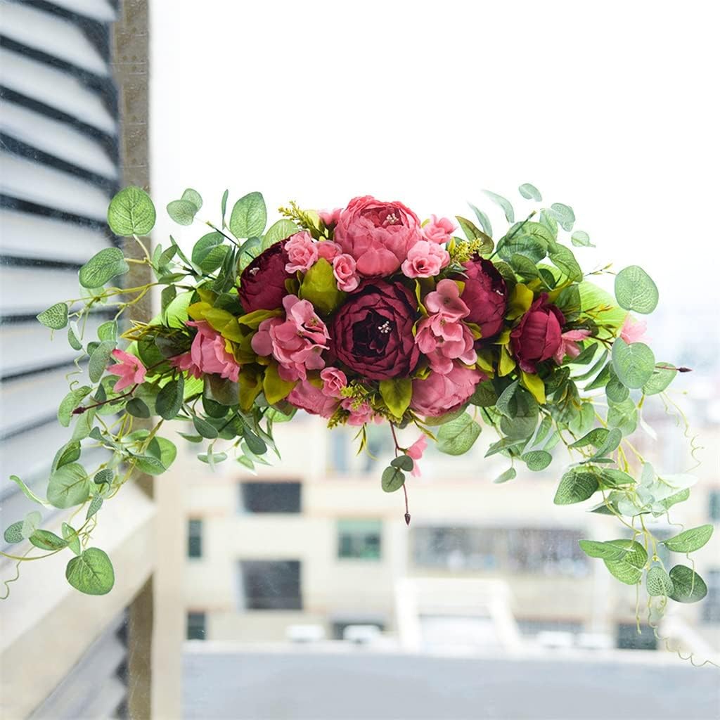 Garland Door Decoration Silk Flower Wall Hanging Simulation Door Lintel Wedding Arch Decoration Decorative Flowers(E)