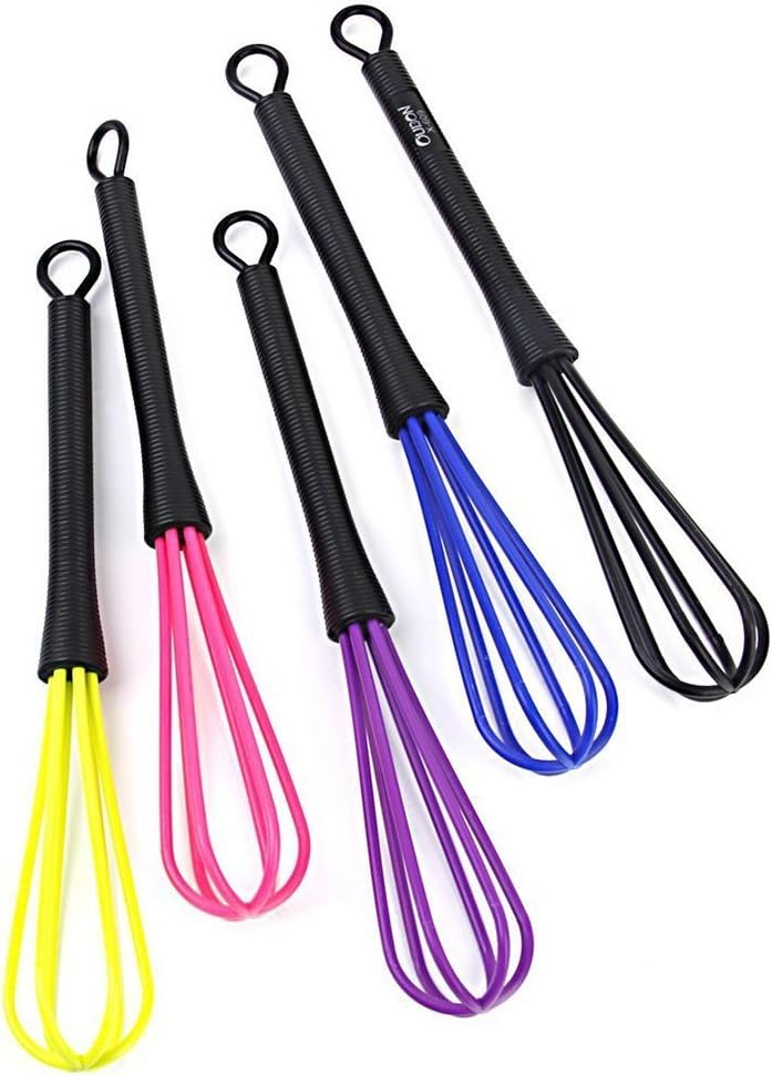 BESTOMZ Silicone Whisk Set of 3 - Stainless Steel Silicone Kitchen Utensils for Blending Whisking, Black