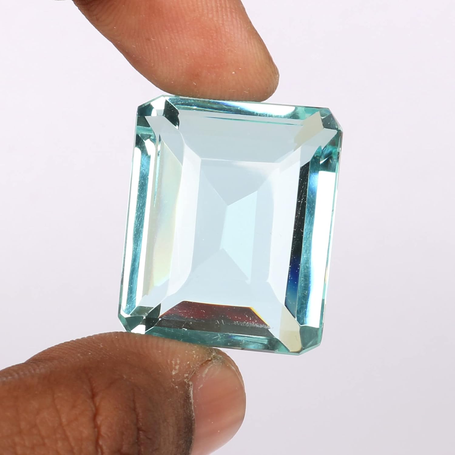 REAL-GEMS Loose Gemstone Beads Emerald Cut Sky Blue Aquamarine Loose Gemstone 80-90 Carat Gemstones For Jewelry Making