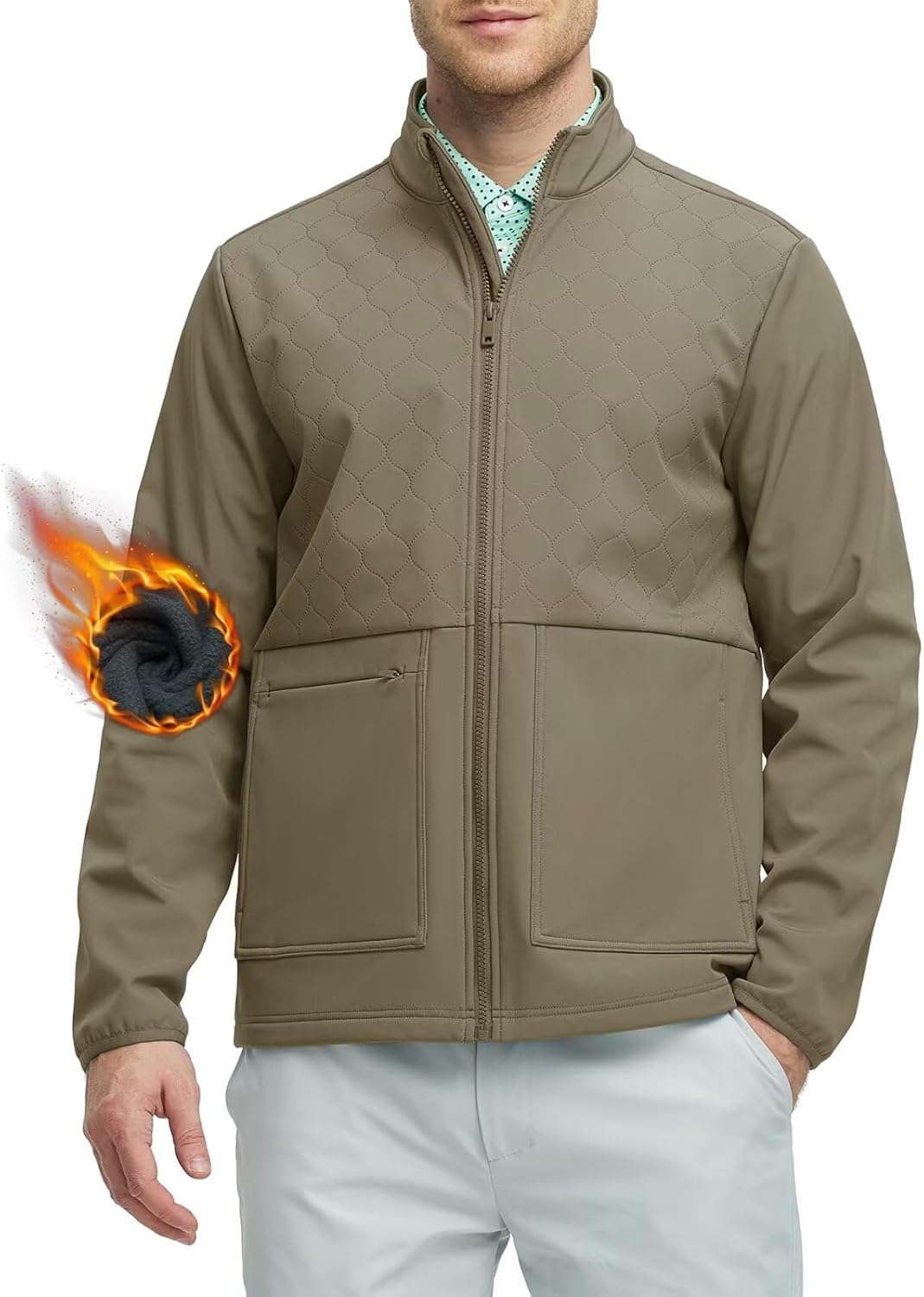 M MAELREG Mens Softshell Jacket Fleece Lined Lightweight Zip Up Water-Repellent Windbreaker Insulated Golf Jackets