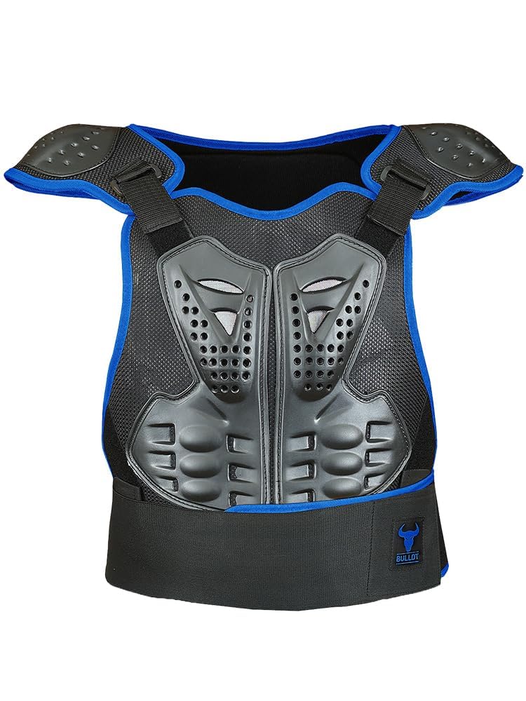 mountainbike protektoren weste BULLDT Protektorenweste Damen & Herren für Motorrad Motocross ATV Skatebording Quad Scooter MTB Enduro Reiten - Atmungaktiv Verstellbar - Blau Trendige Filz Tasche fürs Coming Soon (CAN) Package:Frameset