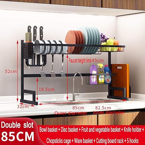 Miniatura 2 de FEHUN Fregaderos escurridor de platos soporte para ahorro de espacio organizador de vajilla con soporte para utensilios