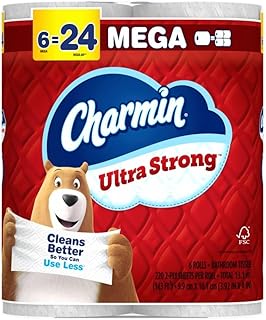Charmin Ultra Strong Papel higiénico, 6 Mega Rolls = 24 rollos regulares