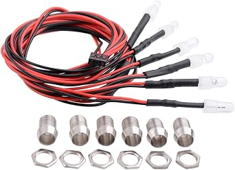 Share Goo 6 LED LED Light Headlight Tail Light Kit Accessories for RC Car Truck Tank Crawler Traxxas HSP Tamiya Redcat RC4WD Axial SCX10 2 White, 2 Red, 2 Flashing Colorful LEDs