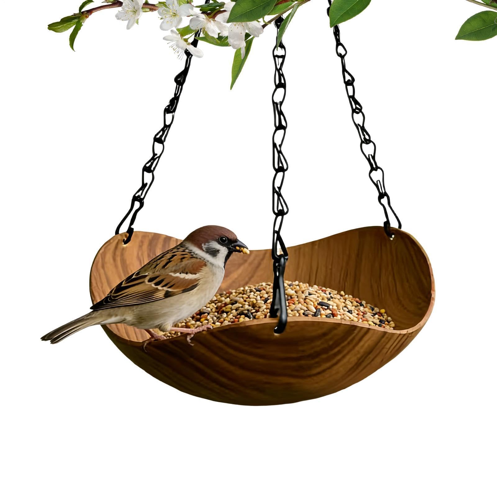 Mangeoire à eau en bois pour oiseaux de jardin et balcon